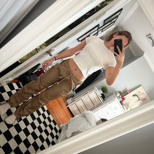 Brown parachute cargo pants